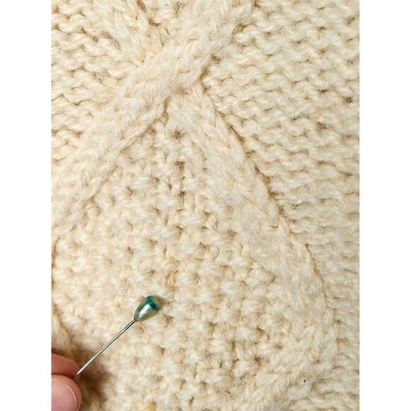 Vintage Chunky Cable Hand Knitted Wool Sweater Fisherman Ireland Irish Ivory XS - Picture 7 of 7